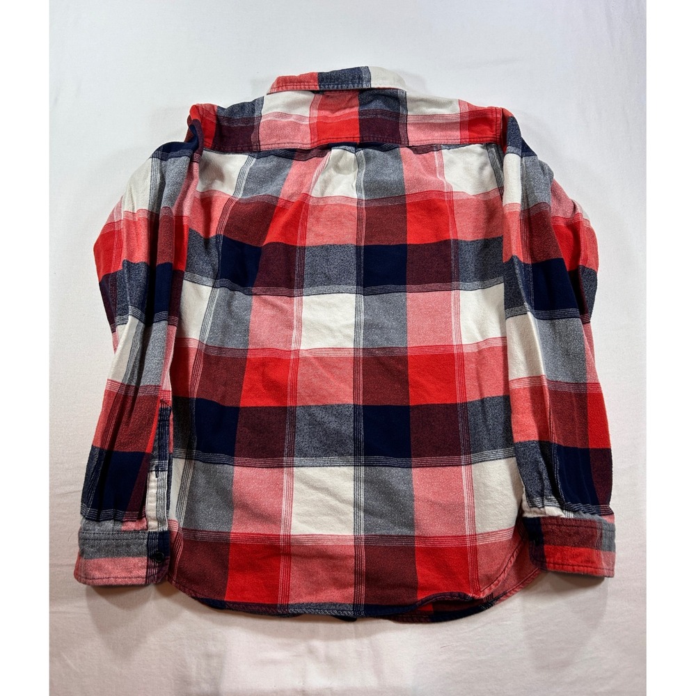 Merona Mens XL Red Blue White Plaid Flannel Button Down Shirt Long Sleeve - Picture 6 of 6